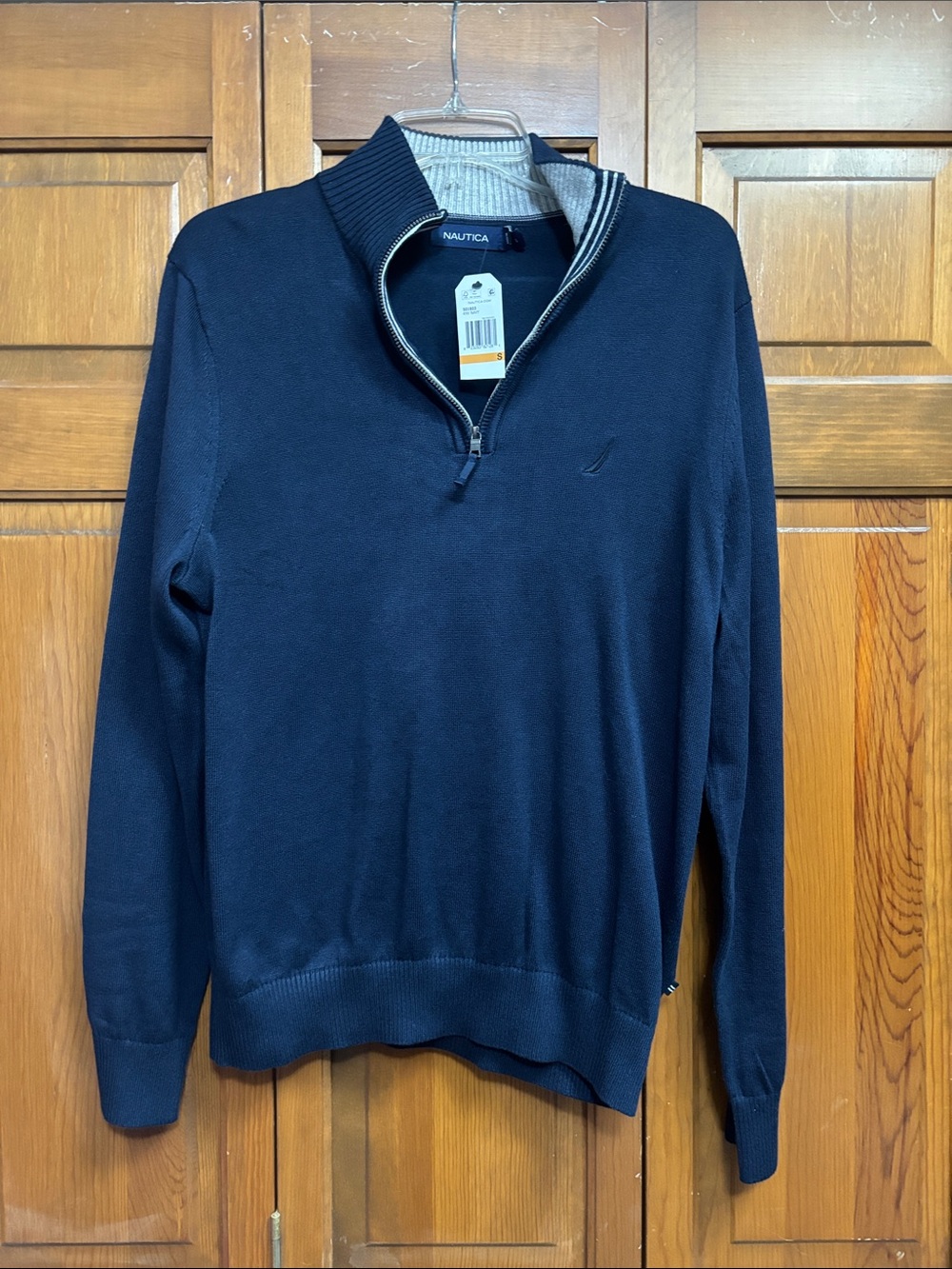 Nautica Men's Navy Zip-Front Pullover with Contrast Collar